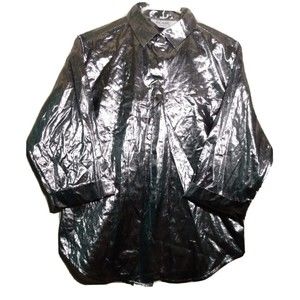 VTG BLAIR WARREN PA Women's Silver Metallic Blouse Button Up L